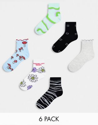 ASOS DESIGN 6 day gift box socks pack in multi