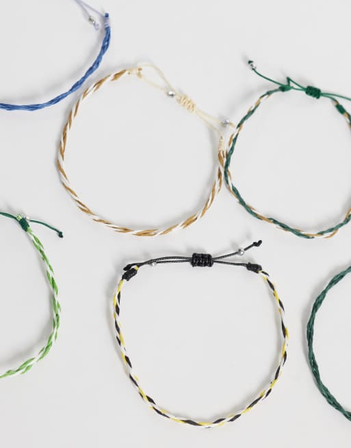 ASOS DESIGN 6-pack armband med tvinnad snodd i raffia, flerfärgad, 2 av 3