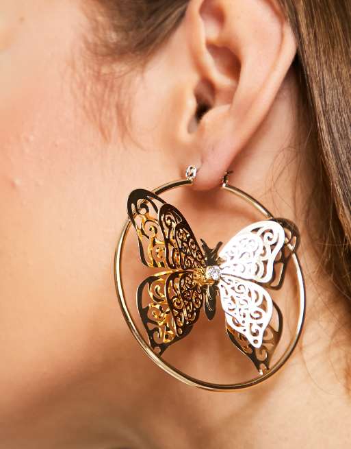 Big butterfly clearance hoop earrings