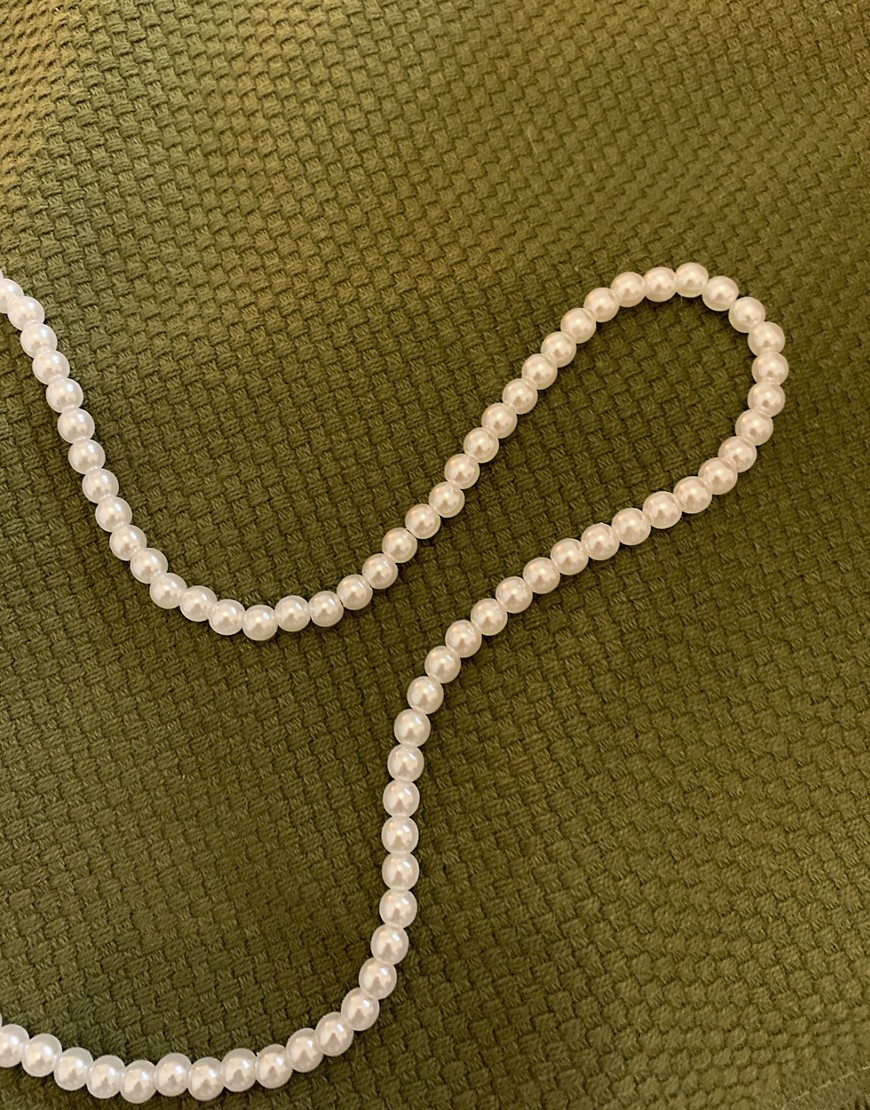 6mm glass faux pearl necklace in white