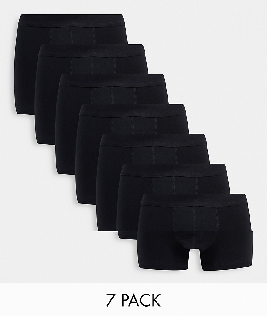 ASOS DESIGN 7 Organic cotton blend pack trunks in black