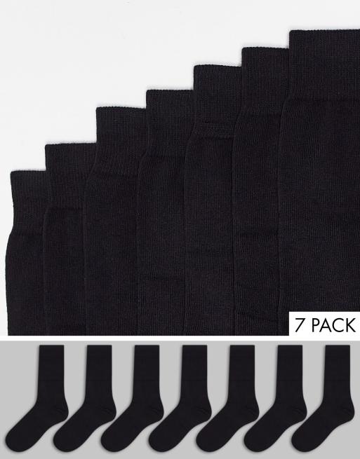 ASOS DESIGN 7 pack ankle socks in black ASOS