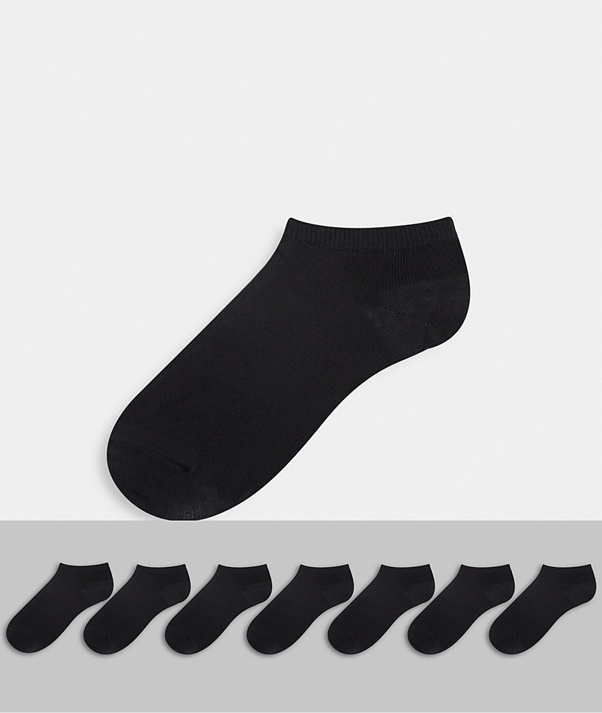 ASOS DESIGN 7-pack ankle socks-Black