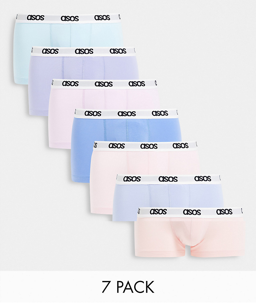 ASOS DESIGN 7 pack short trunks in pastels-Multi