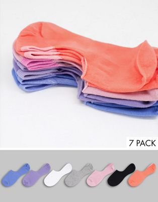 ASOS DESIGN 7 pack sports liner socks in trend colours
