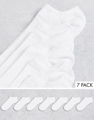 ASOS DESIGN 7 pack trainer socks in white save