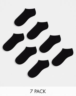 ASOS DESIGN 7 pack trainer socks in black
