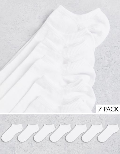 ASOS DESIGN 7 pack trainer socks in white save | ASOS