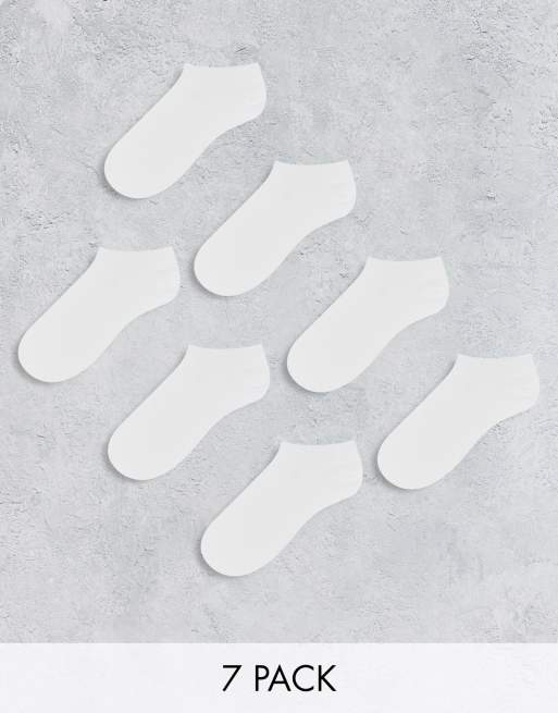 ASOS DESIGN 7 pack trainer socks in white