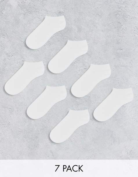 ASOS DESIGN 7 pack trainer socks in white - view 1