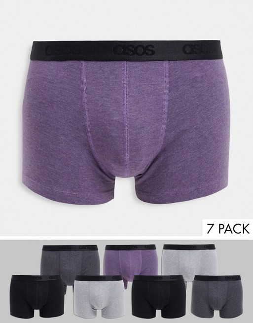 ASOS DESIGN 7 pack trunks with branded waistband