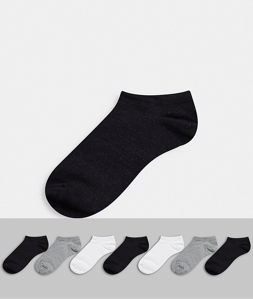 Asos Design 7-pack Waffle Design Sneaker Socks In Monochrome Save-multi