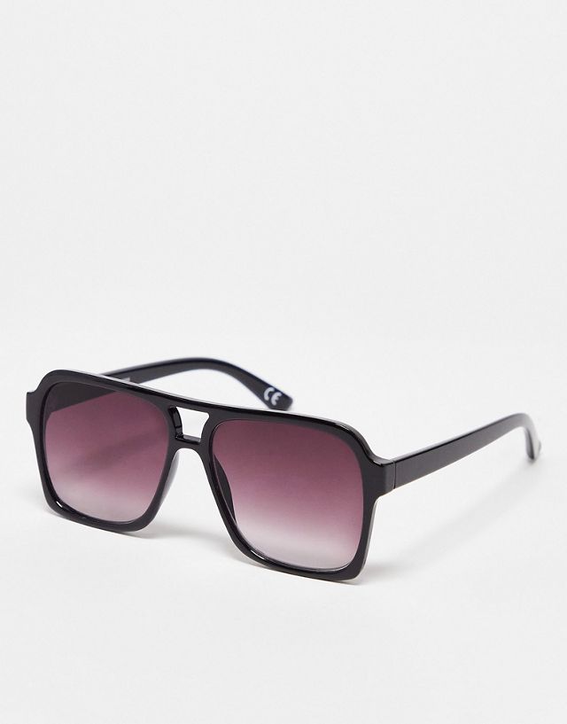ASOS DESIGN 70s aviator sunglasses in black with gradient lens
