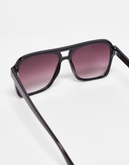 ASOS DESIGN 70's aviator sunglasses in black with gradient lens, 2 of 4