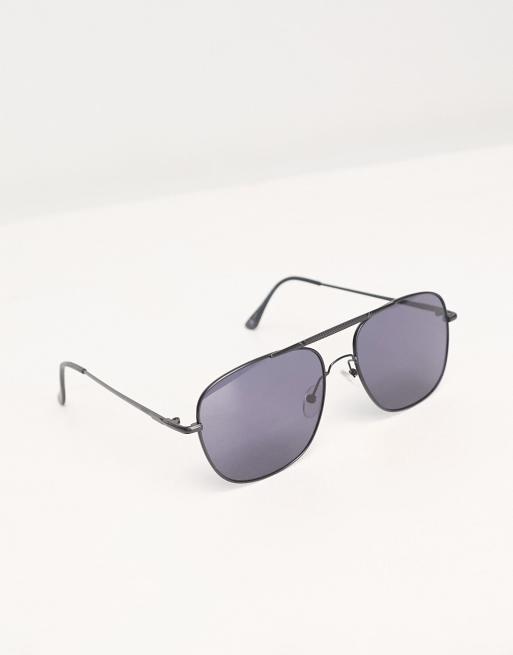 ASOS DESIGN 70s metal square sunglasses in black