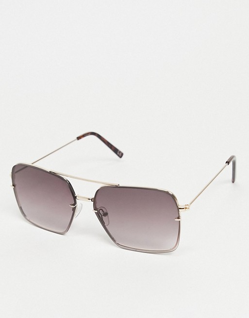 ASOS DESIGN 70s aviator sunglasses with smoke lens in gold