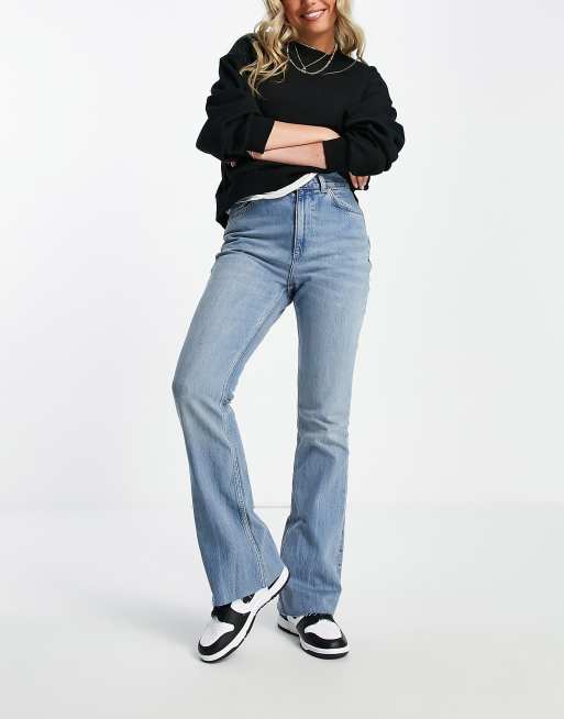 Pull&Bear seamless stretch denim flare jeans in indigo blue - part of a set