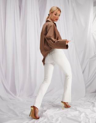Asos Design Hourglass 70s Flare Jeans In Off White In White