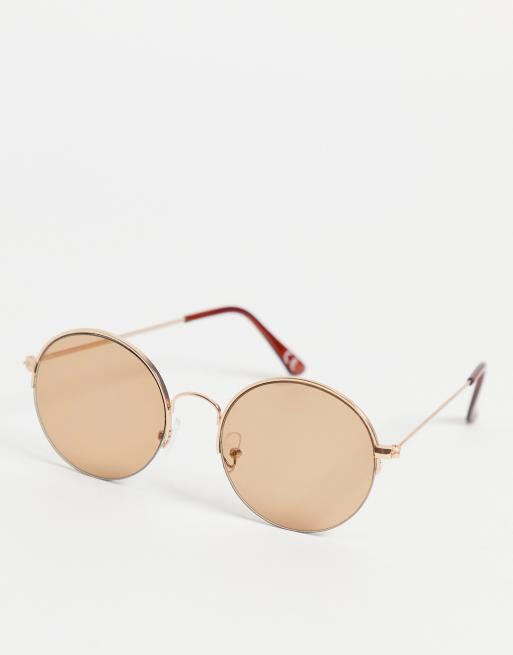 Gold rim shop round sunglasses