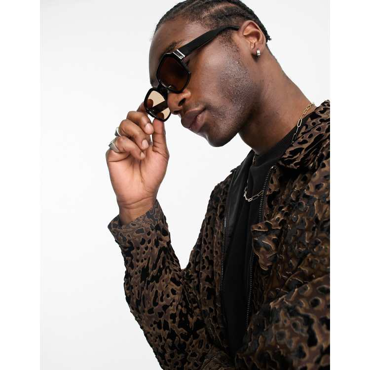 ASOS 70's square black plastic with smoke brown lens | ASOS