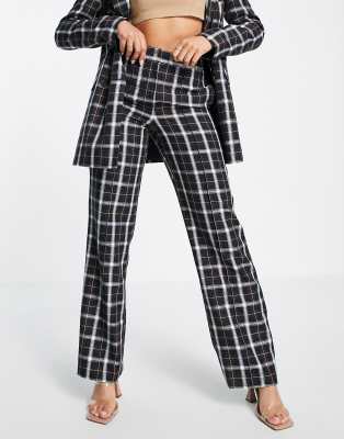 ASOS DESIGN Tall straight ankle suit pants in green check