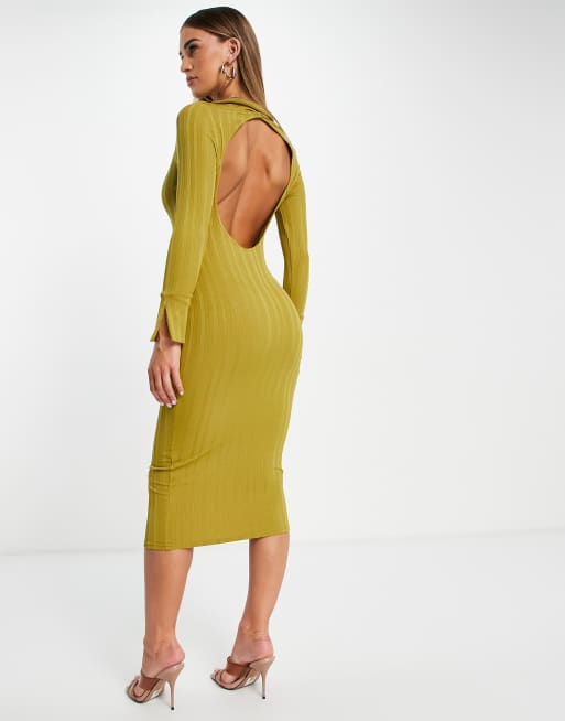mustard yellow bodycon dress Elenia Cut-Out Detail Bodycon Dress Yellow Selfie Leslie
