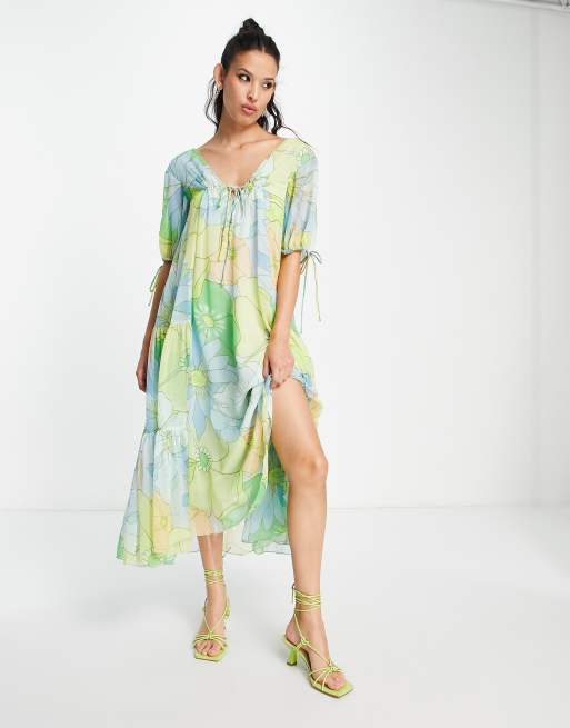 Spun floral trapeze dress