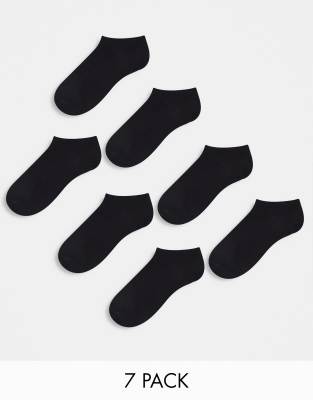 ASOS DESIGN - 7er Packung schwarze Sportsocken