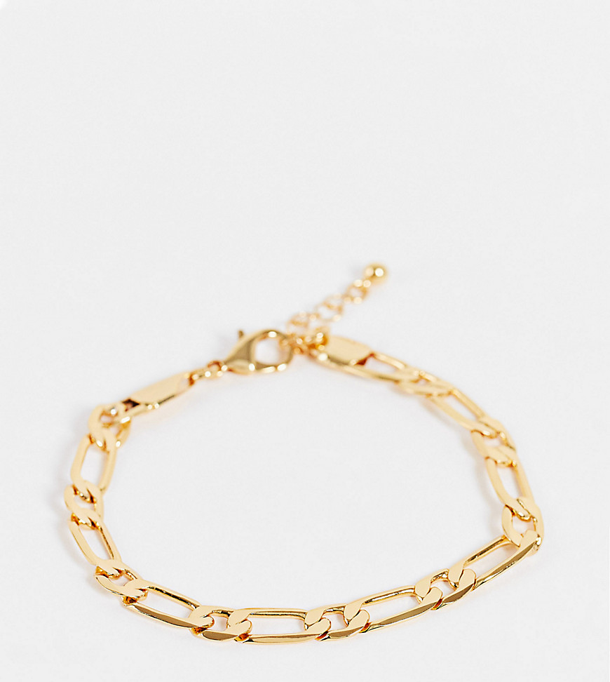 ASOS DESIGN 7mm figaro chain bracelet in 14k gold plate