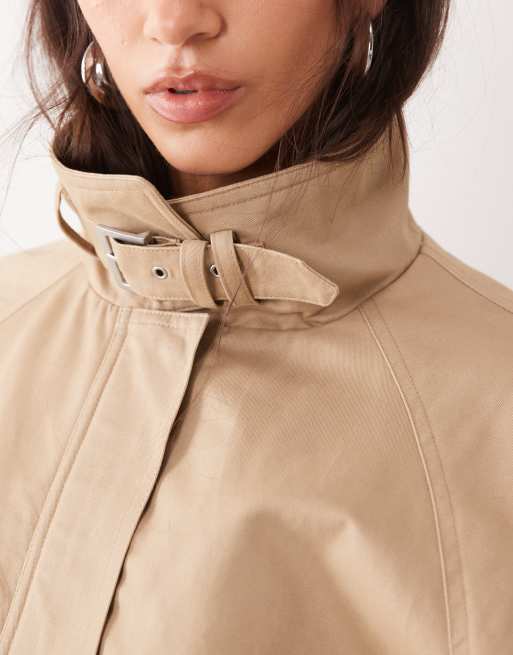 ASOS DESIGN 80-tals utility kort trenchjacka i mörk sten, 2 av 4