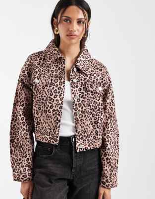 ASOS DESIGN 80s drop shoulder leopard jacket