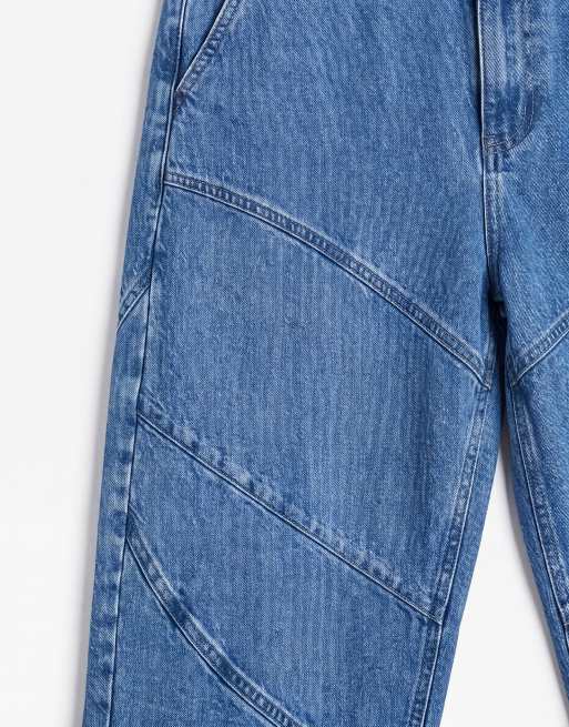 ASOS DESIGN 80s seam detail barrel jeans in mid wash blue, 8 of 9