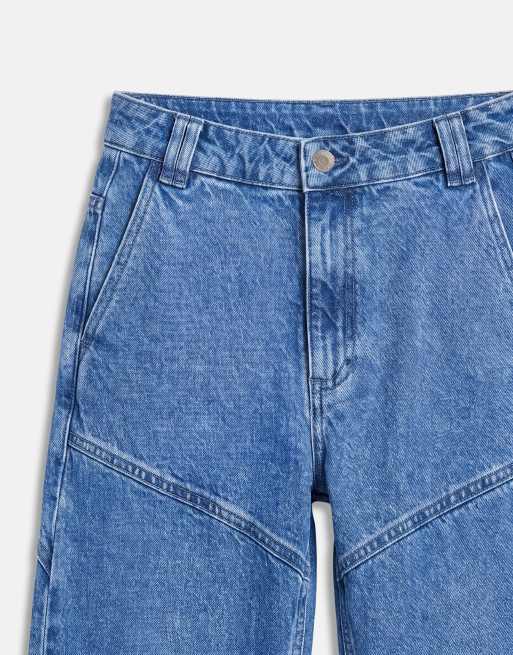 ASOS DESIGN 80s seam detail barrel jeans in mid wash blue, 9 of 9