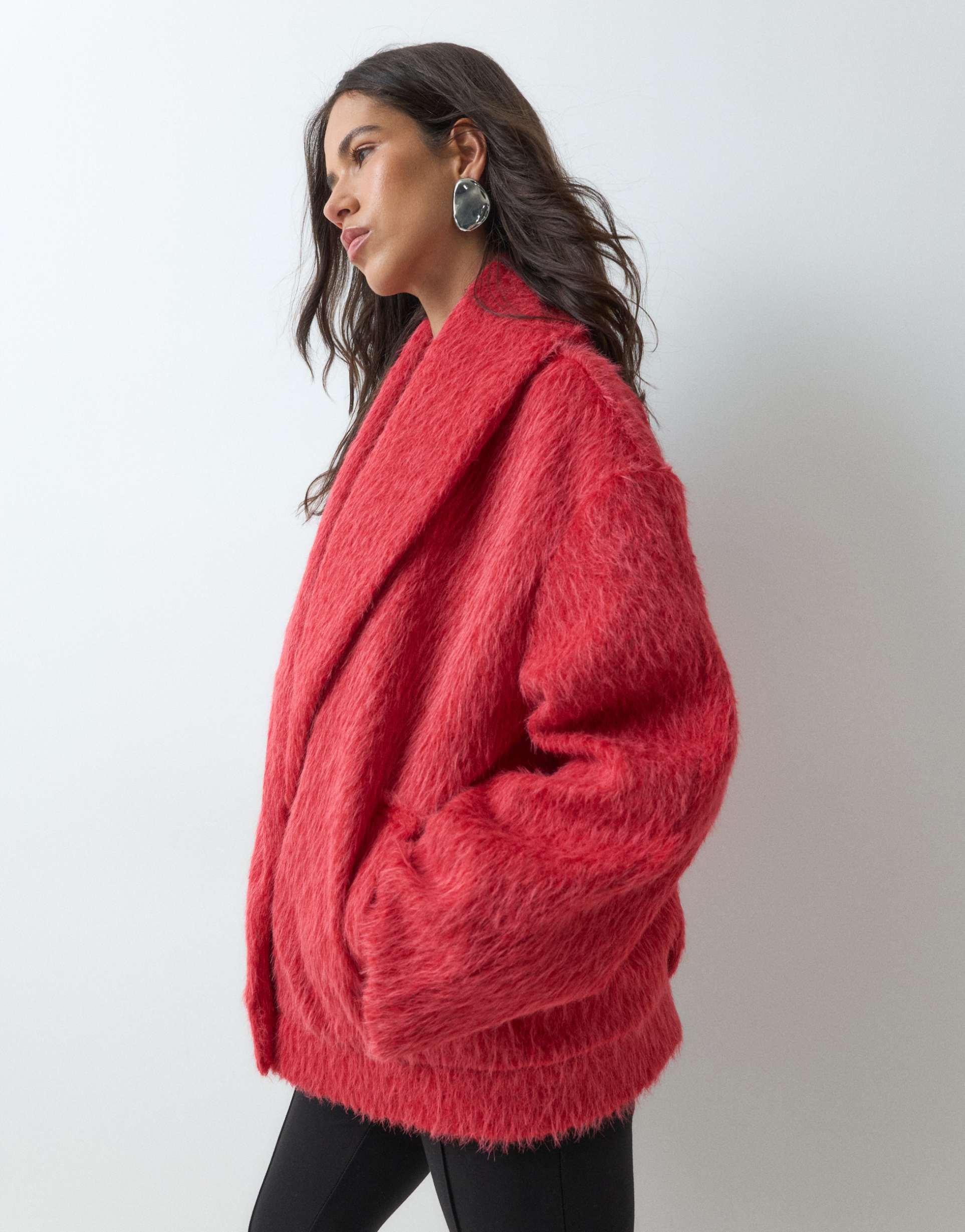 ASOS DESIGN 80's shawl collar cocoon sleeve formal jacket in red