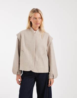 Asos Design 80's Shoulder Formal Bubble Hem Jacket In White