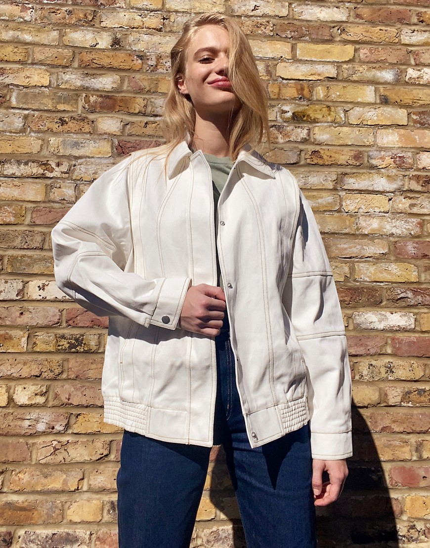 ASOS DESIGN 80s washed canvas jacket in cream