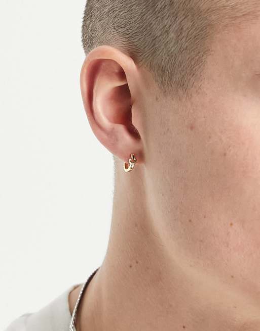 ASOS DESIGN – 9 mm große Ohrringe mit 14-karätiger-Vergoldung, Kreuz-Design