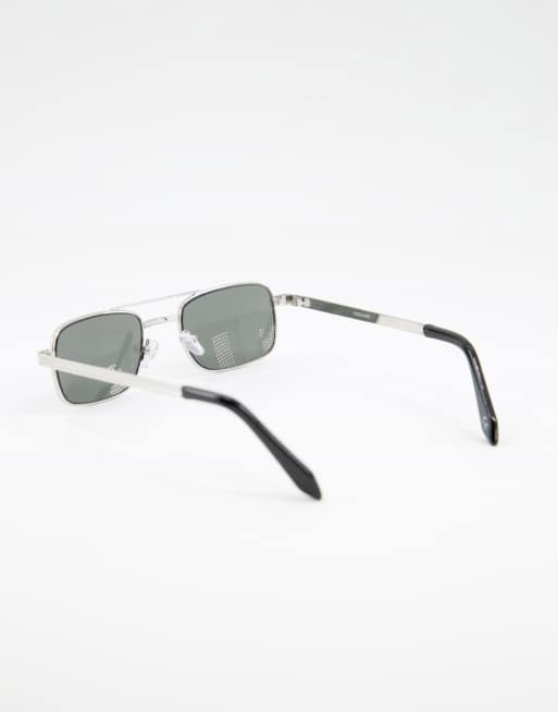 ASOS DESIGN - 90'er aviator-solbriller med sølvfarvet stel og røgglas, 4 af 4