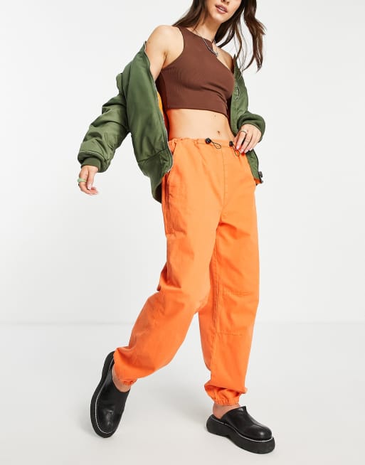 ASOS DESIGN - 90'er-cargobukser med løbesnor i kraftig orange