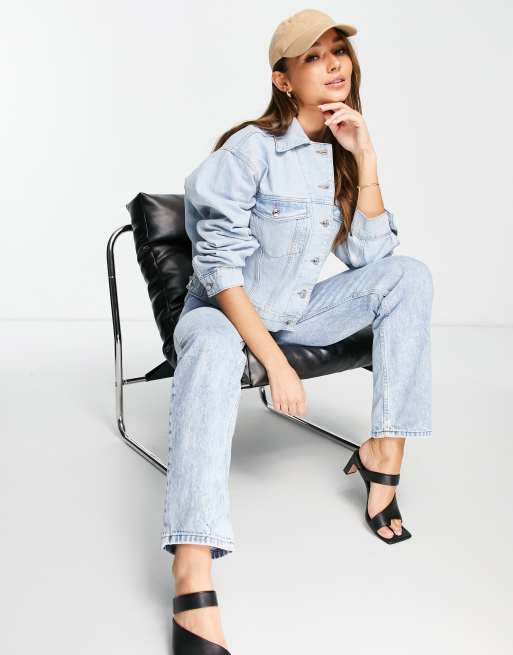 ASOS DESIGN - 90'er-denimjakke i bomuldsblanding i lys vask