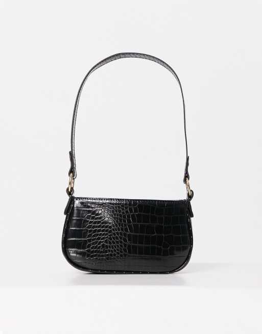 ASOS DESIGN - 90'er skuldertaske med krokodilleeffekt i sort
