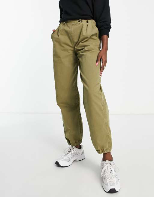 ASOS DESIGN 90s cargo pants with toggle detail in washed khaki, 3 of 4