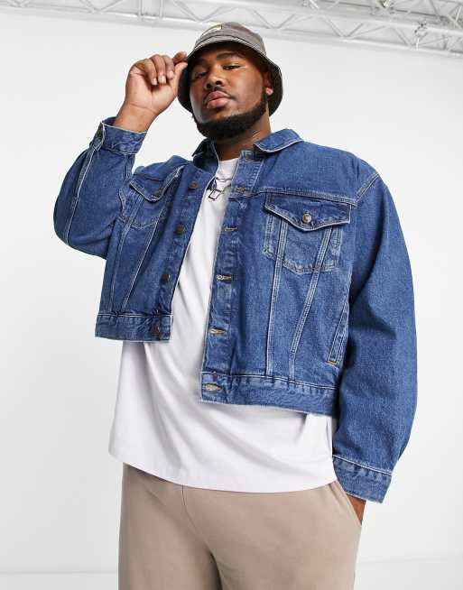 ASOS Hooded Denim Jacket in Mid Wash