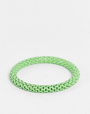 ASOS DESIGN 90s elasticated bracelet in coloured green enamel