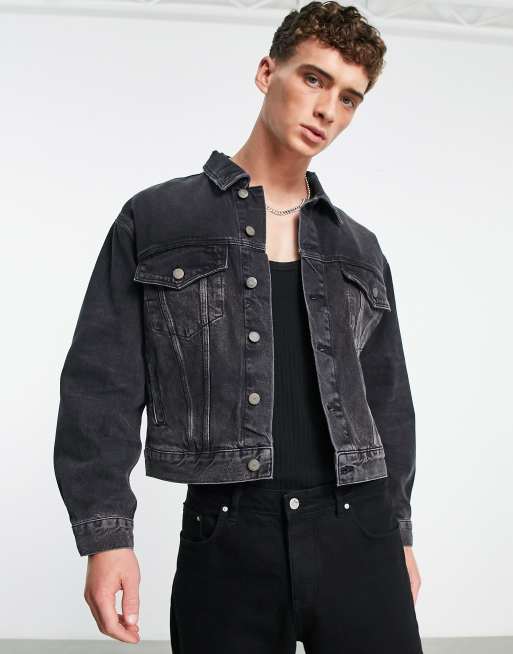 Asos black jean jacket sale