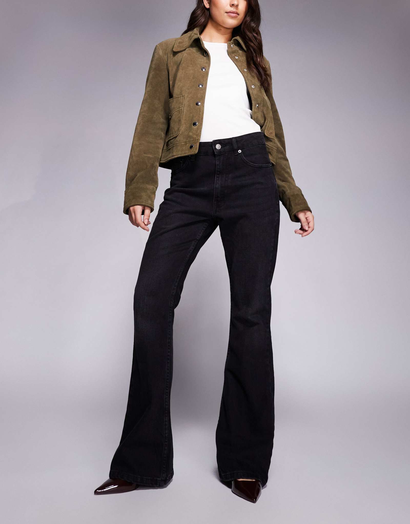 Джинсы-клеш ASOS DESIGN 90-х годов, застиранные черные