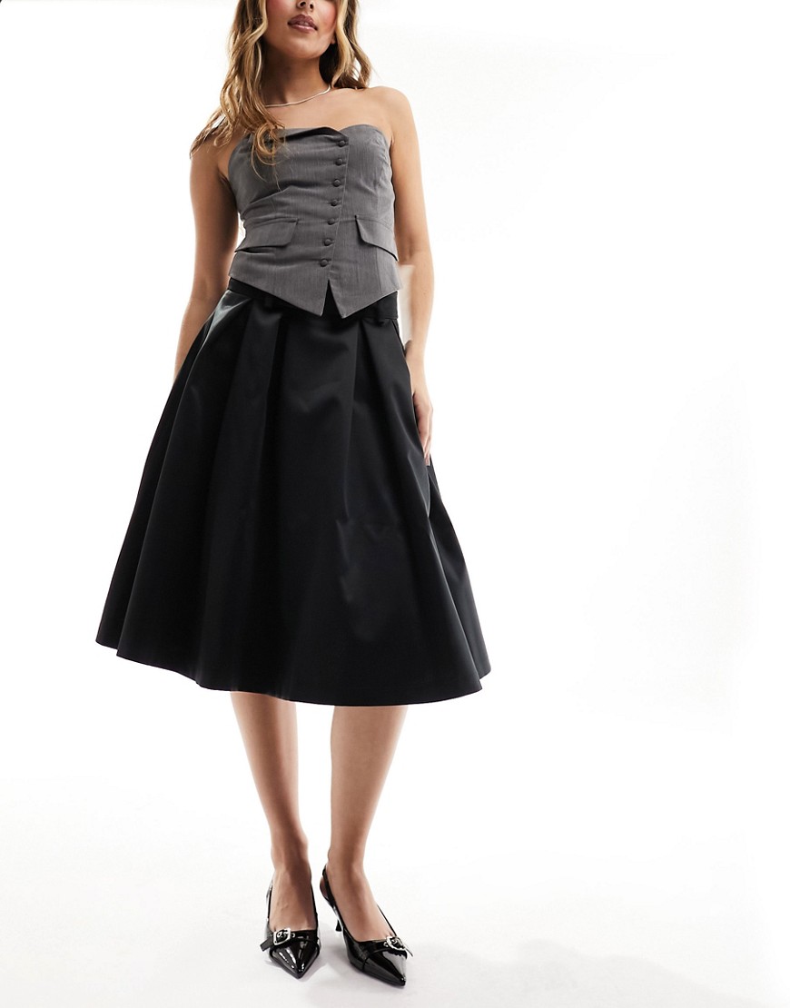 ASOS DESIGN 90’s length bonded prom skirt in black