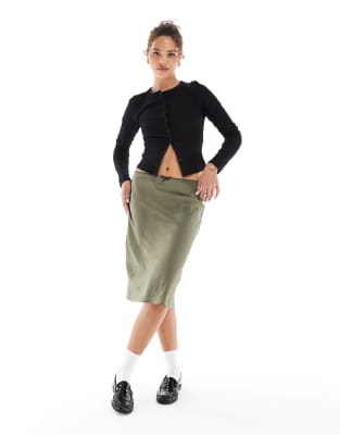 Khaki pencil skirt 90s best sale