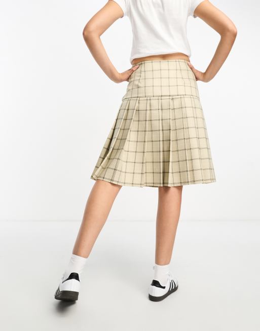 Beige 2025 check skirt