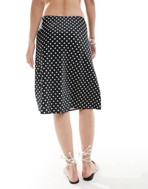 ASOS DESIGN 90 s length satin midi skirt co ord in mono spot print ASOS